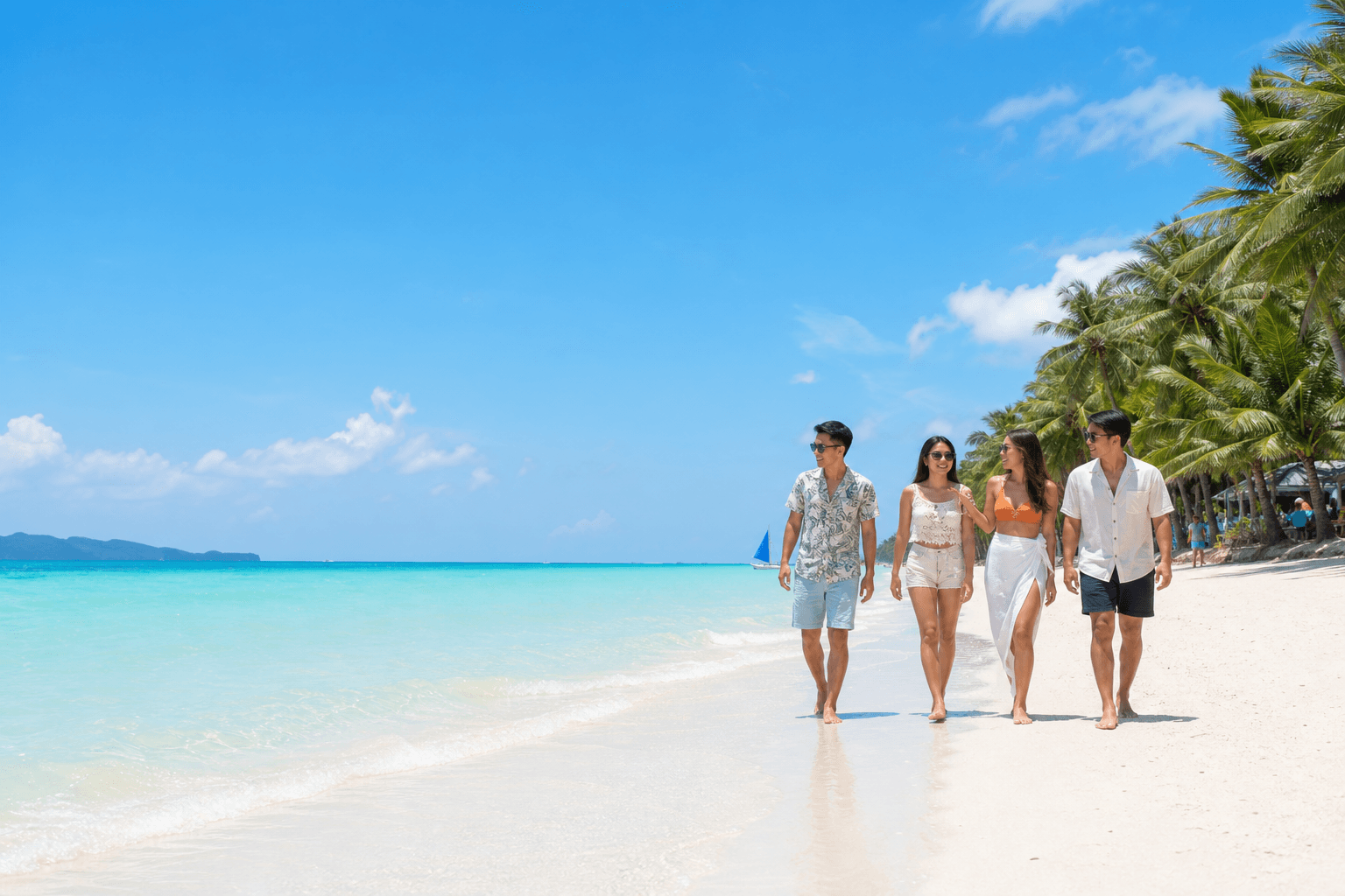 Friends on Boracay White Beach, Philippines